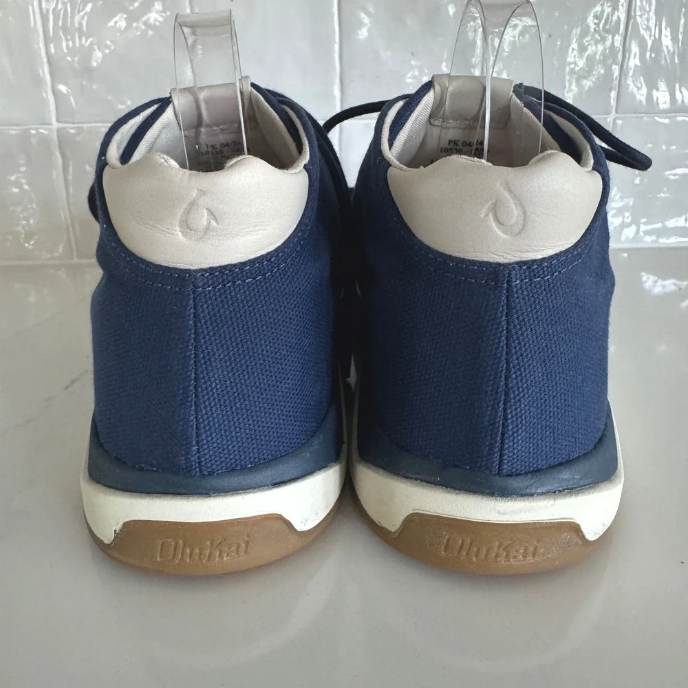 OluKai Papaku Chukka Boots Men 12 Navy‎ Blue Canvas Lace Up Mid Top Sneakers